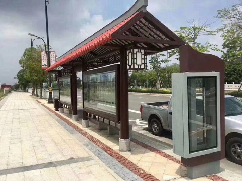 天津中国红仿古公交站台尺寸介绍